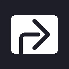 Forward arrow dark mode glyph ui icon. Social network. Repost. User interface design. White silhouette symbol on black space. Solid pictogram for web, mobile. Vector isolated illustration