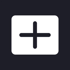 Plus dark mode glyph ui icon. Invite and add to chat. Addition sign. User interface design. White silhouette symbol on black space. Solid pictogram for web, mobile. Vector isolated illustration