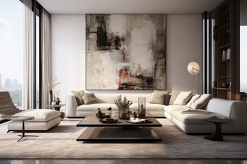 Contemporary living room adorned with stylish furniture.