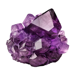 amethyst crystals isolated on transparent background cutout