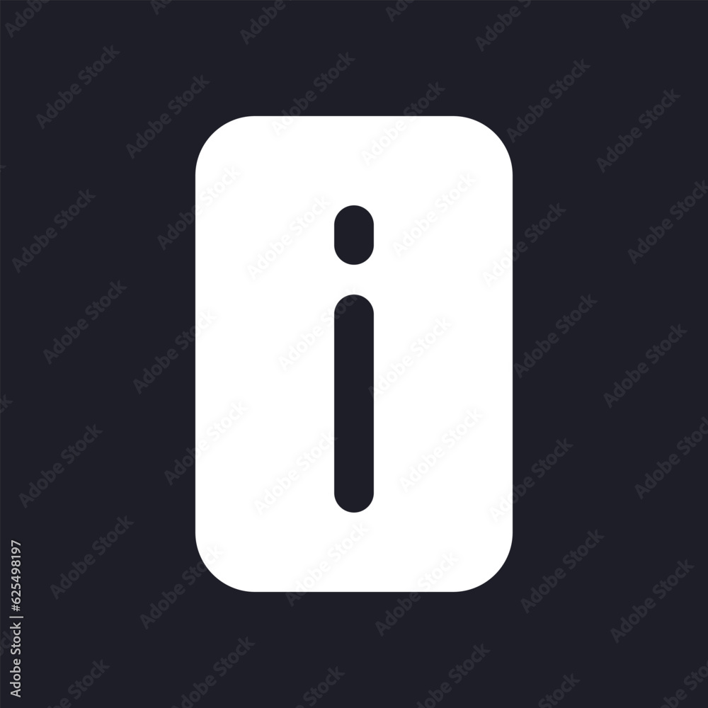 Sticker Information dark mode glyph ui icon. User support service. User interface design. White silhouette symbol on black space. Solid pictogram for web, mobile. Vector isolated illustration