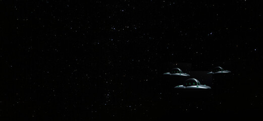 UFO formation with stars behind © Guy Sagi
