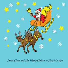Awe-Inspiring Journey: Santa Flying Cart Design Vector