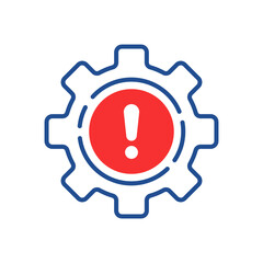 broken operation process icon with thin line gear