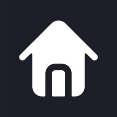 Home page dark mode glyph ui icon. Main web page. Website navigation. User interface design. White silhouette symbol on black space. Solid pictogram for web, mobile. Vector isolated illustration