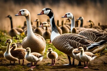 Obraz premium country goose family generative in ai