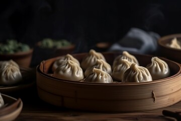 Fototapeta na wymiar Asia steamed dumplings. Generate Ai
