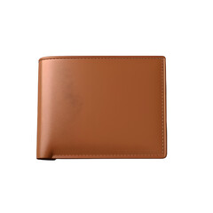 Brown leather wallet isolated on white png transparent background