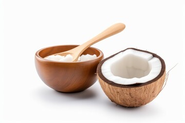 Bowl spoon coconut natural. Generate Ai