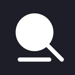 Searching tool dark mode glyph ui icon. Magnifying glass. User interface design. White silhouette symbol on black space. Solid pictogram for web, mobile. Vector isolated illustration