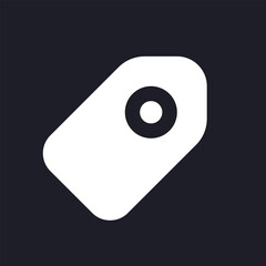 Tag dark mode glyph ui icon. Marking important materials. User interface design. White silhouette symbol on black space. Solid pictogram for web, mobile. Vector isolated illustration