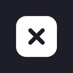 Obraz premium Close button dark mode glyph ui icon. Leave webpage function. User interface design. White silhouette symbol on black space. Solid pictogram for web, mobile. Vector isolated illustration