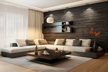 Contemporary design for the interior of a living room.