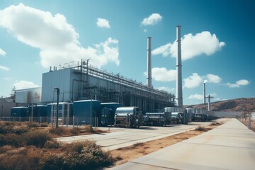 Obraz premium Power Plant With An Adjacent Energy Storage, Generative AI