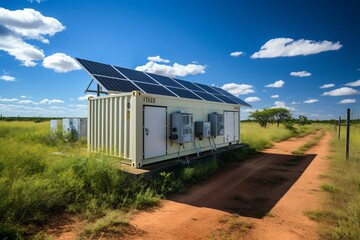 Fototapeta na wymiar Renewable Energy Powered Hydrogen Off grid Storage, Generative AI