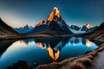 Fototapeta na wymiar reflection in the mountains at sunset
