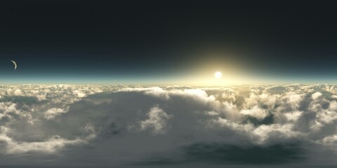 Panorama of clouds, HDRI, environment map , Round panorama, spherical panorama, equidistant projection, panorama 360, flying above the clouds,sky above the clouds, 3D rendering