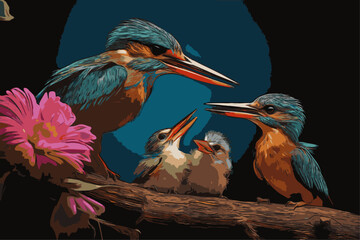 family of Senegalese Kingfisher 