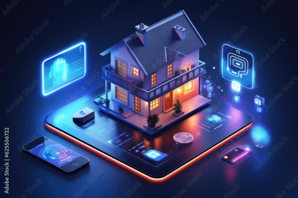 Canvas Prints A male individual employs his finger to gain access to the smart home automation system, which utilizes technology to control and automate various functions within the home.