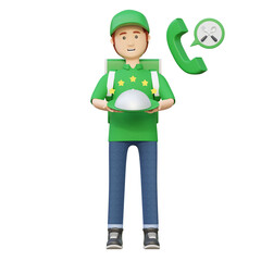 courier sending food delivery package call order 3d cartoon illustration