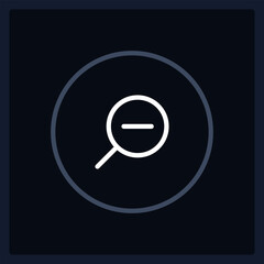 Normal zoom out button state UI element template. Editable isolated vector dashboard component. Flat user interface. Visual data presentation. Web design widget for mobile application with dark theme
