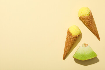 Tasty and fresh summer food - melon ice cream