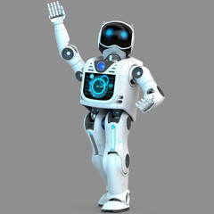 A futuristic human robot design possessing intelligent movement and adaptation abilities.