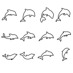 Dolphin icon vector set. Fish illustration sign collection. killer whale symbol. Sea ​​life logo.