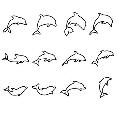 Naklejka premium Dolphin icon vector set. Fish illustration sign collection. killer whale symbol. Sea ​​life logo.