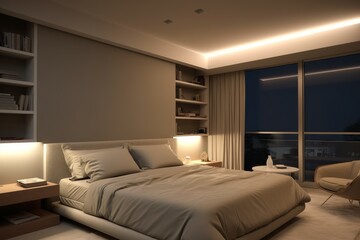Modern residential bedroom lights. Generate Ai