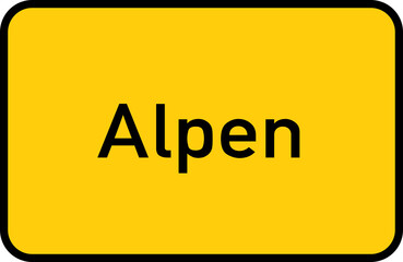 City sign of Alpen - Ortsschild von Alpen