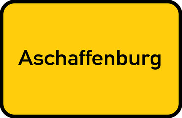 City sign of Aschaffenburg - Ortsschild von Aschaffenburg