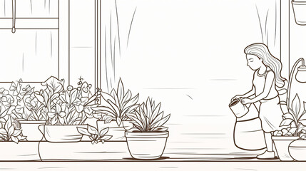 lifestyle background cute style line art