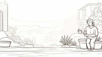 lifestyle background cute style line art