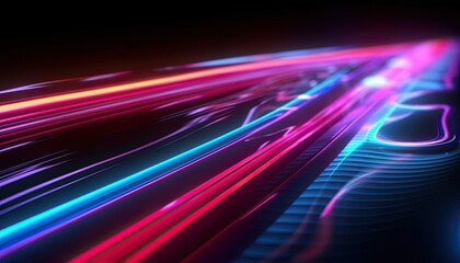 Neon light trails abstract 3D render wallpapper background