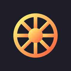 Hue color orange solid gradient ui icon for dark theme. Palette wheel. Video correcting tool. Filled pixel perfect symbol on black space. Modern glyph pictogram for web. Isolated vector image