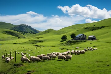 Fototapeta premium Sheep Farm, Generative AI