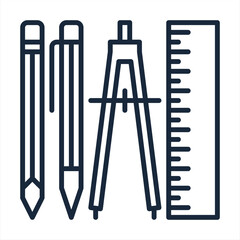 Realistic school and office supplies. Fountain pen, ballpoint pen, pencil, ruler and eraser. Stationery, school, office supplies pencil, ruler, protractor, line meter. Vector school supplies isolated 