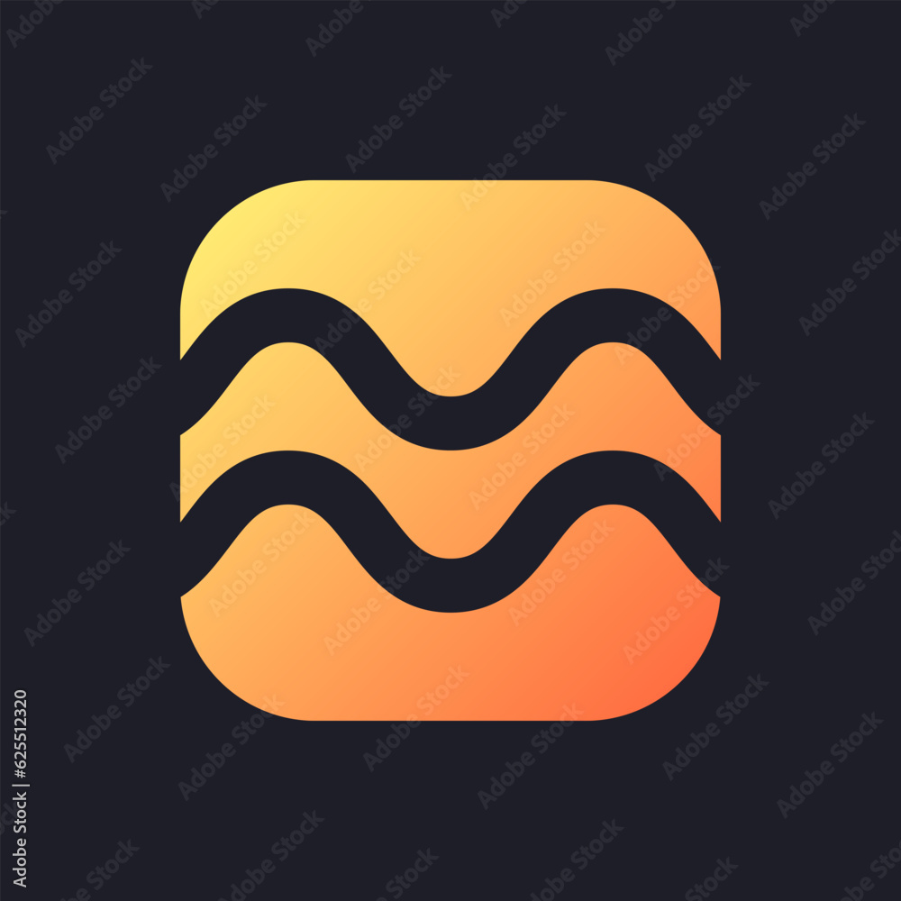 Poster float animation orange solid gradient ui icon for dark theme. add sense of weightlessness. filled pi