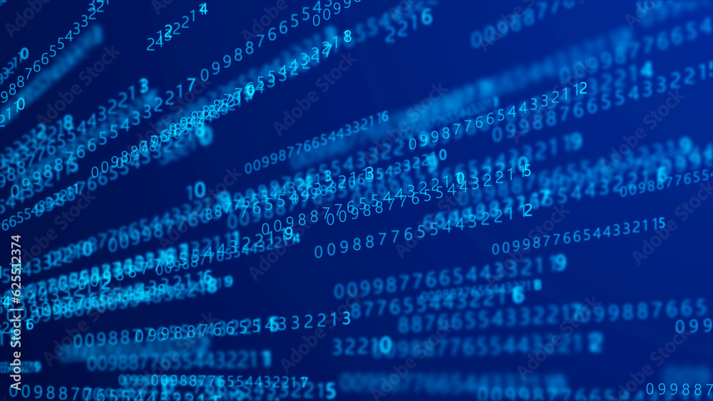 Aufkleber Digital background. Big data. Hacker concept. Abstract matrix. Computer generated many numbers. 3D