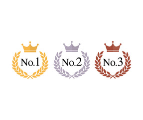 Ranking crown laurel icons set. Premium Quality, Award signs with laurel wreath vector design and illustration.

