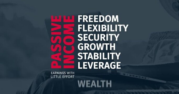 Passive Income earnings in a Word Cloud animation.