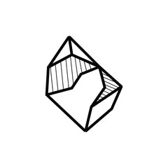 Stone Logo, Natural Stone Abstract, Outline Design, Vector Luxury Vintage Emerald Gemstone Jewelry