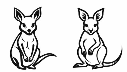 Black and white kangaroos isolated
