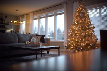 Fototapeta premium Christmas decoration in living room interior