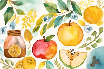 Obraz premium Rosh Hashanah, Jewish New Year holiday background