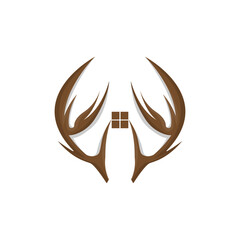 Deer Horn Logo, Animal Vector, Minimalist Simple Design, Illustration Symbol Icon