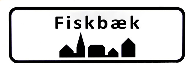 City sign of Fiskbæk - Fiskbæk Byskilt