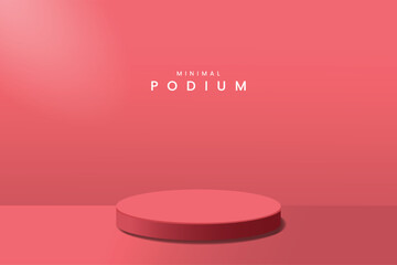 Realistic 3d vector pedestal for cosmetics presentation with a window shadow on wall.