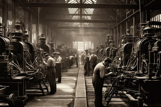Industrial Revolution in Action: Factory Floor in the Early 19th Century